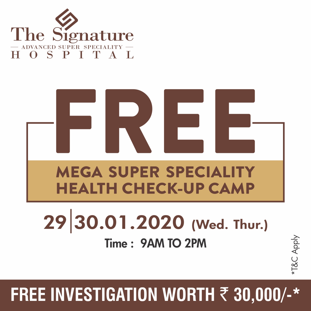 Free Mega Super Specialty Health Check Up Camp